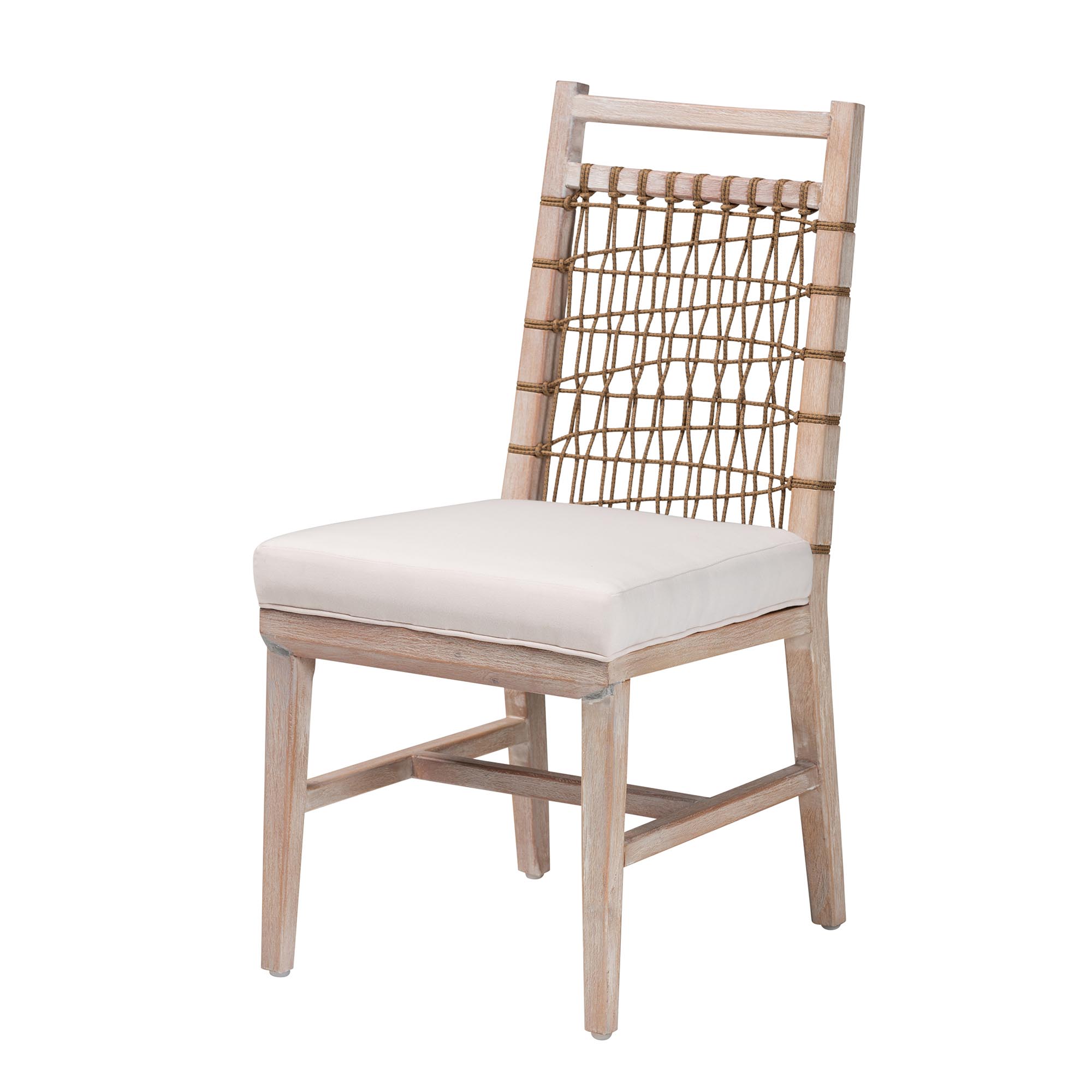 bali & pari Ulric Modern Bohemian White Washed Mahogany Wood Dining Chair